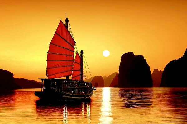 Abend Ozean Bucht ha long