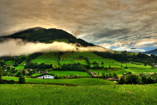 Very beautiful mountain and field