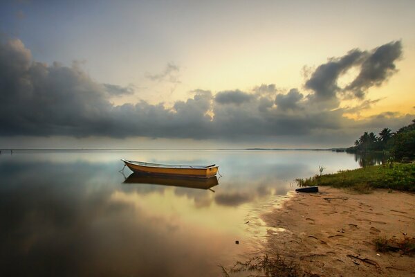 Boat on the background of clouds