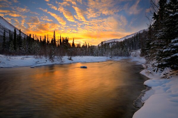 Beautiful clouds during sunset in winter