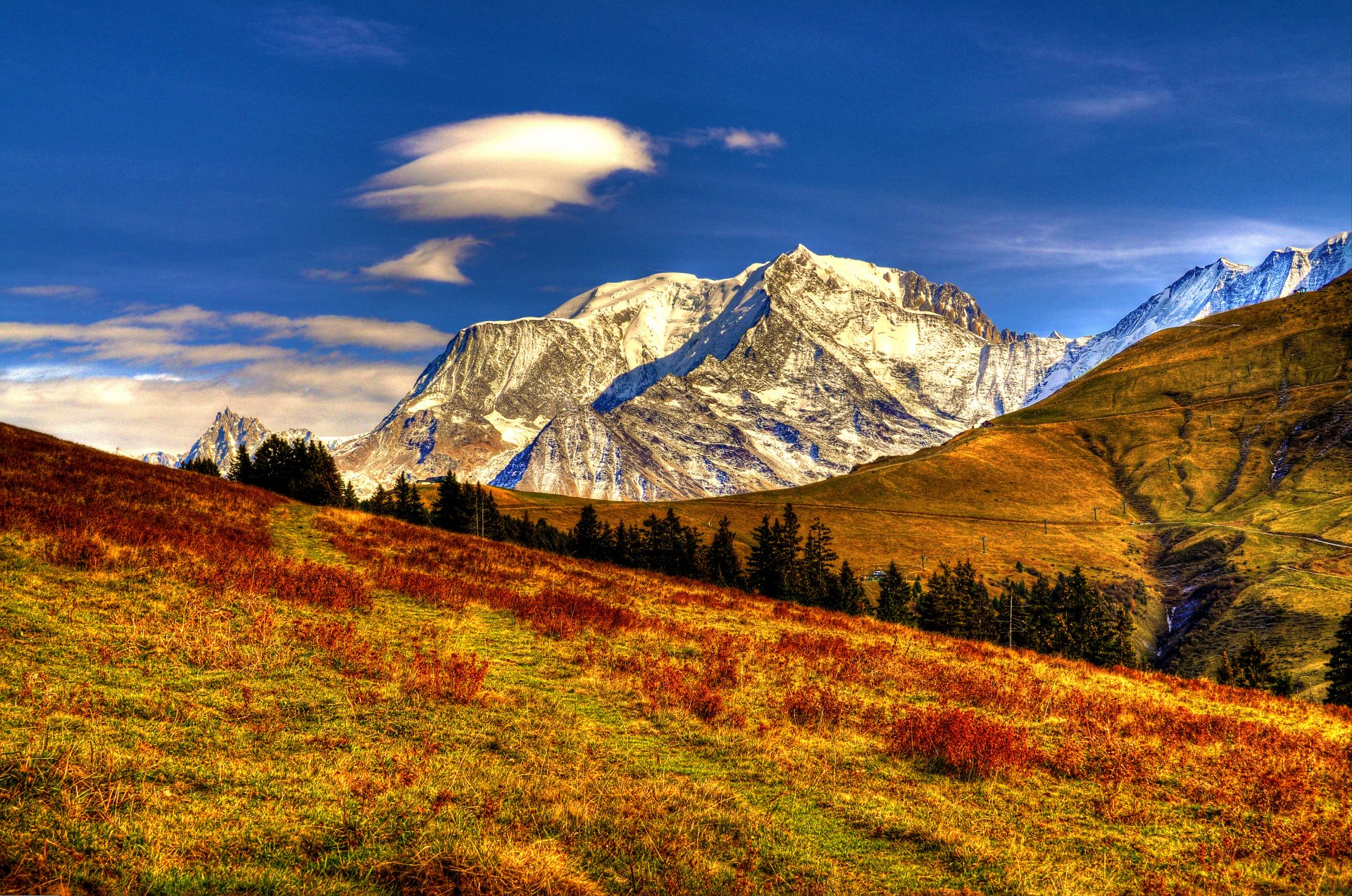 naturaleza paisaje cielo nubes montañas otoño