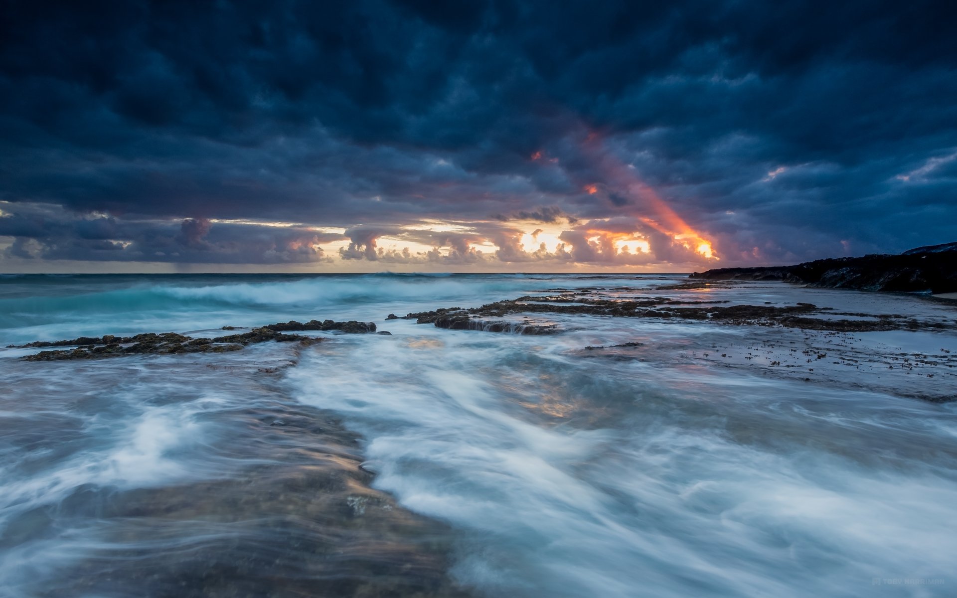 états-unis hawaii océan côte côte soir coucher de soleil bleu ciel nuages