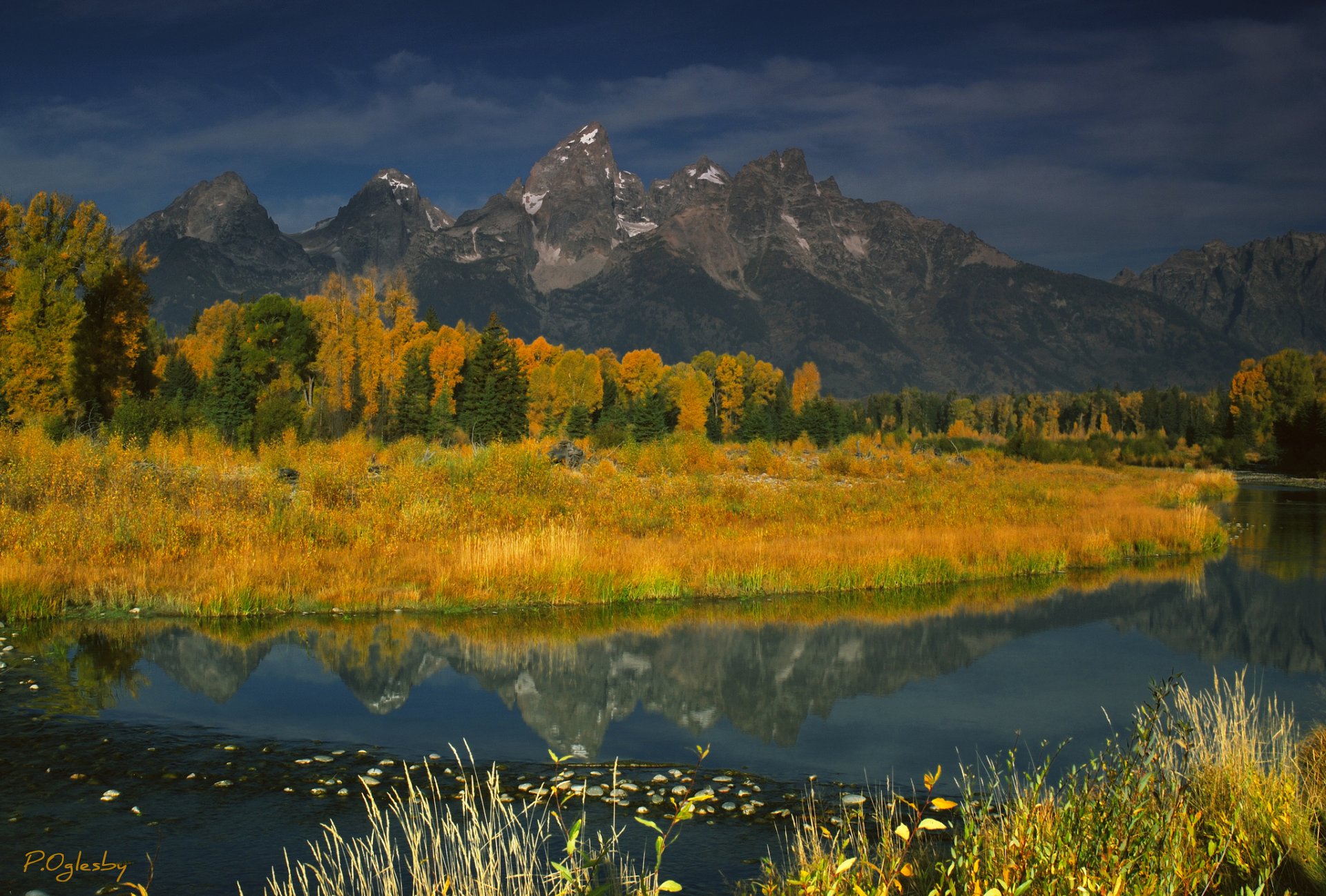 teton parco nazionale stati uniti montagne autunno fiume