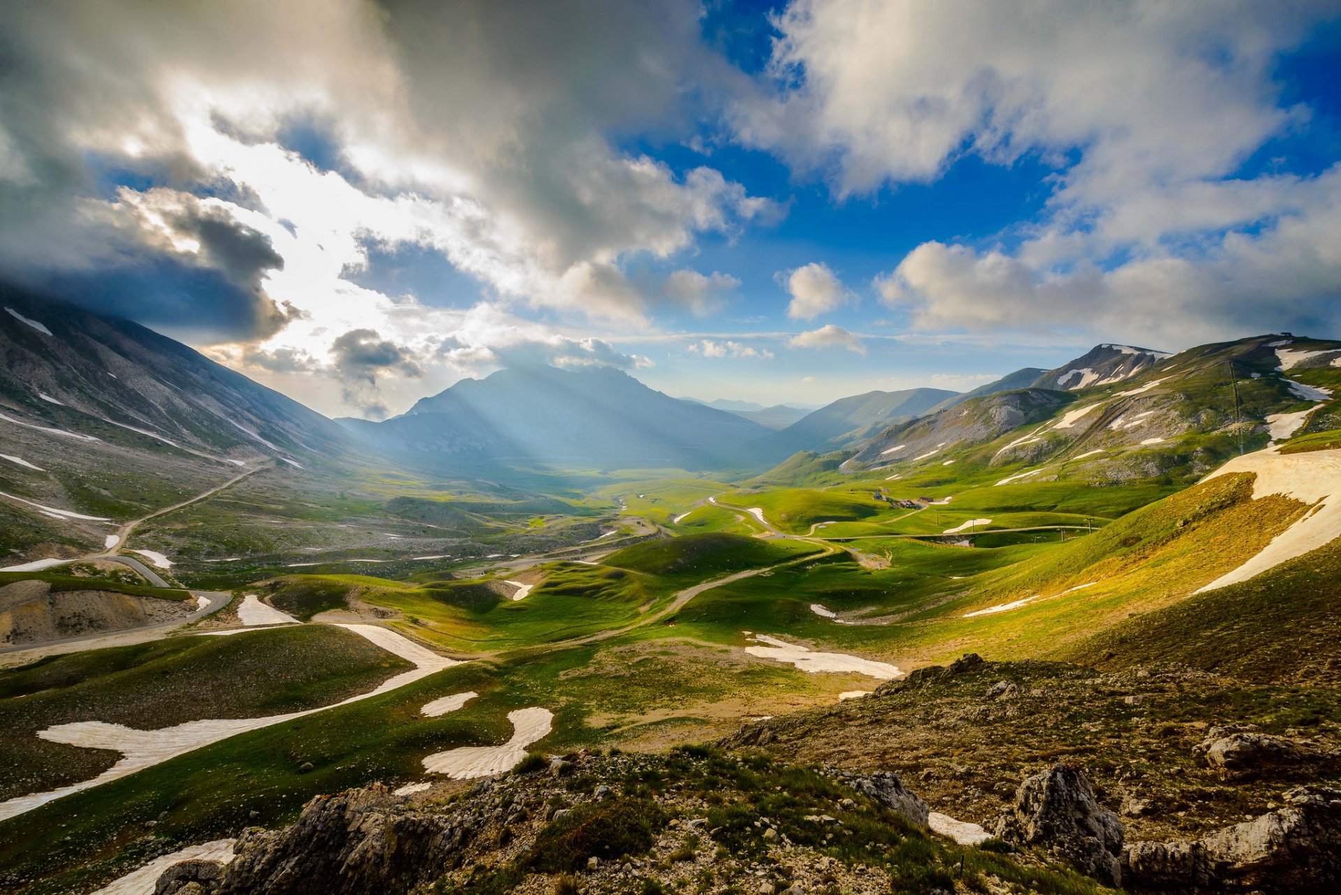 italy valley mountain sky light