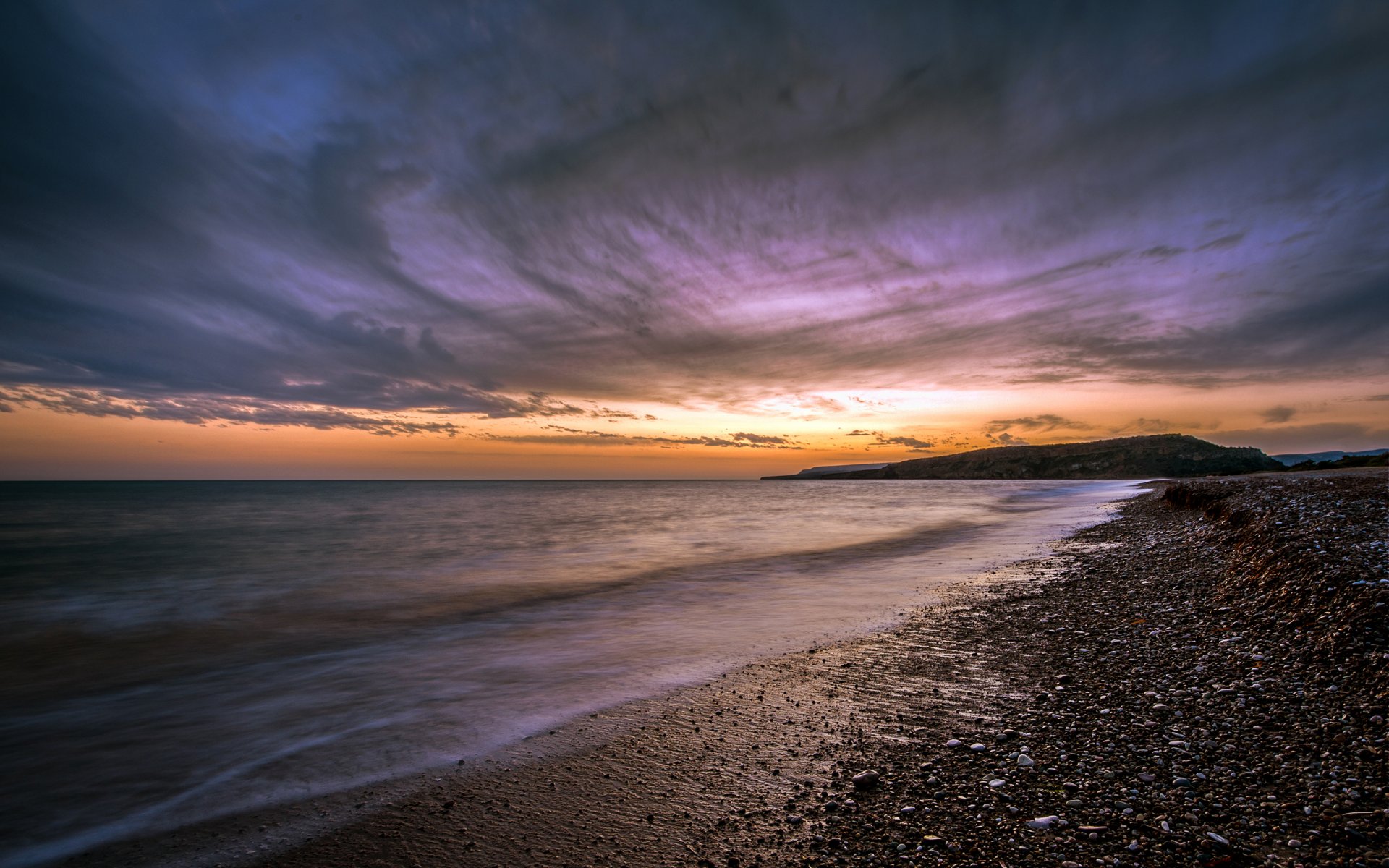 chypre coucher de soleil ciel océan côte plage