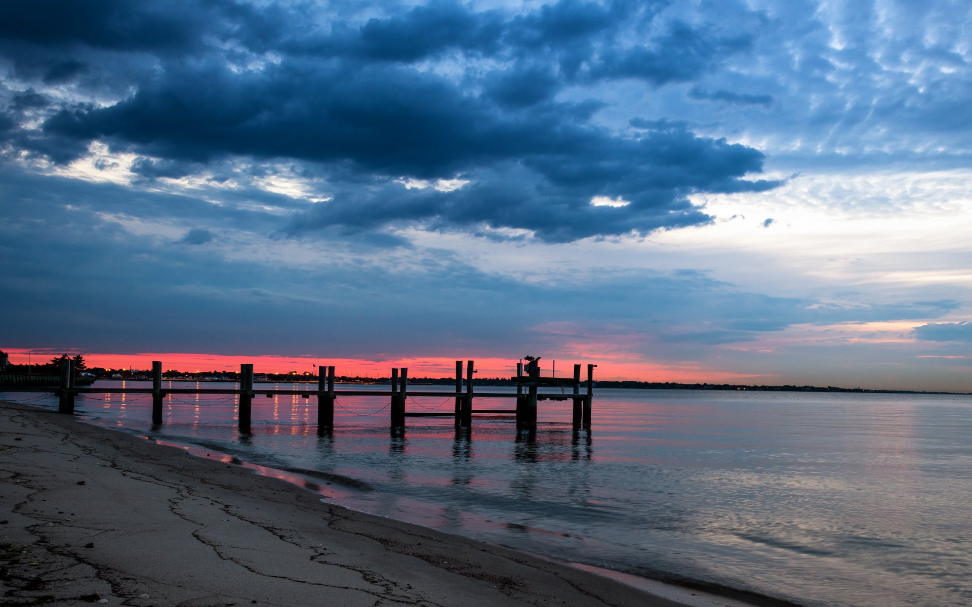 nacht meer brücke himmel landschaft