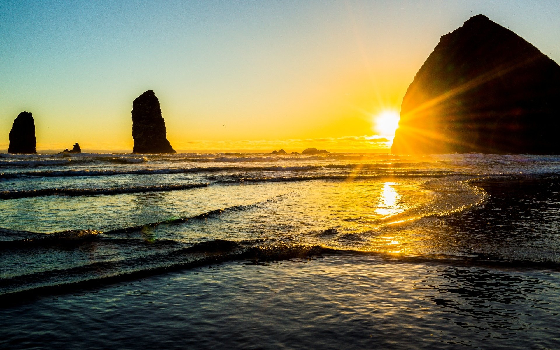 paesaggio natura mare fiume acqua onda onde rocce rocce tramonto sole cielo sfondo carta da parati widescreen schermo intero widescreen widescreen