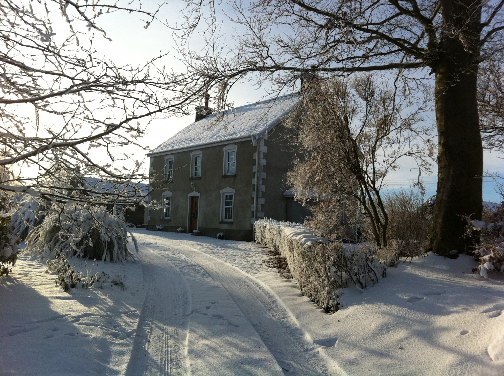 winter road house landscape