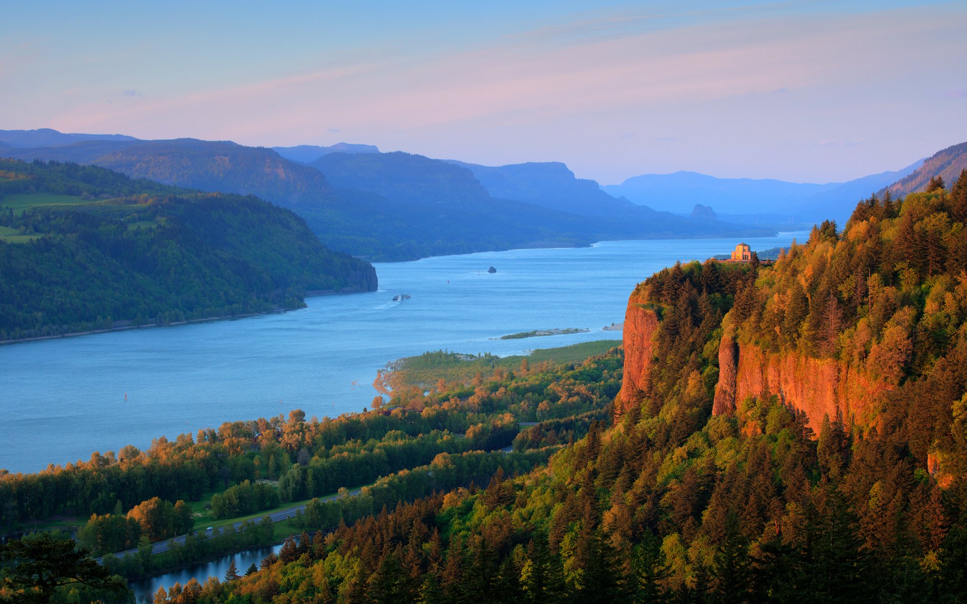 columbia river river forest mountain nature