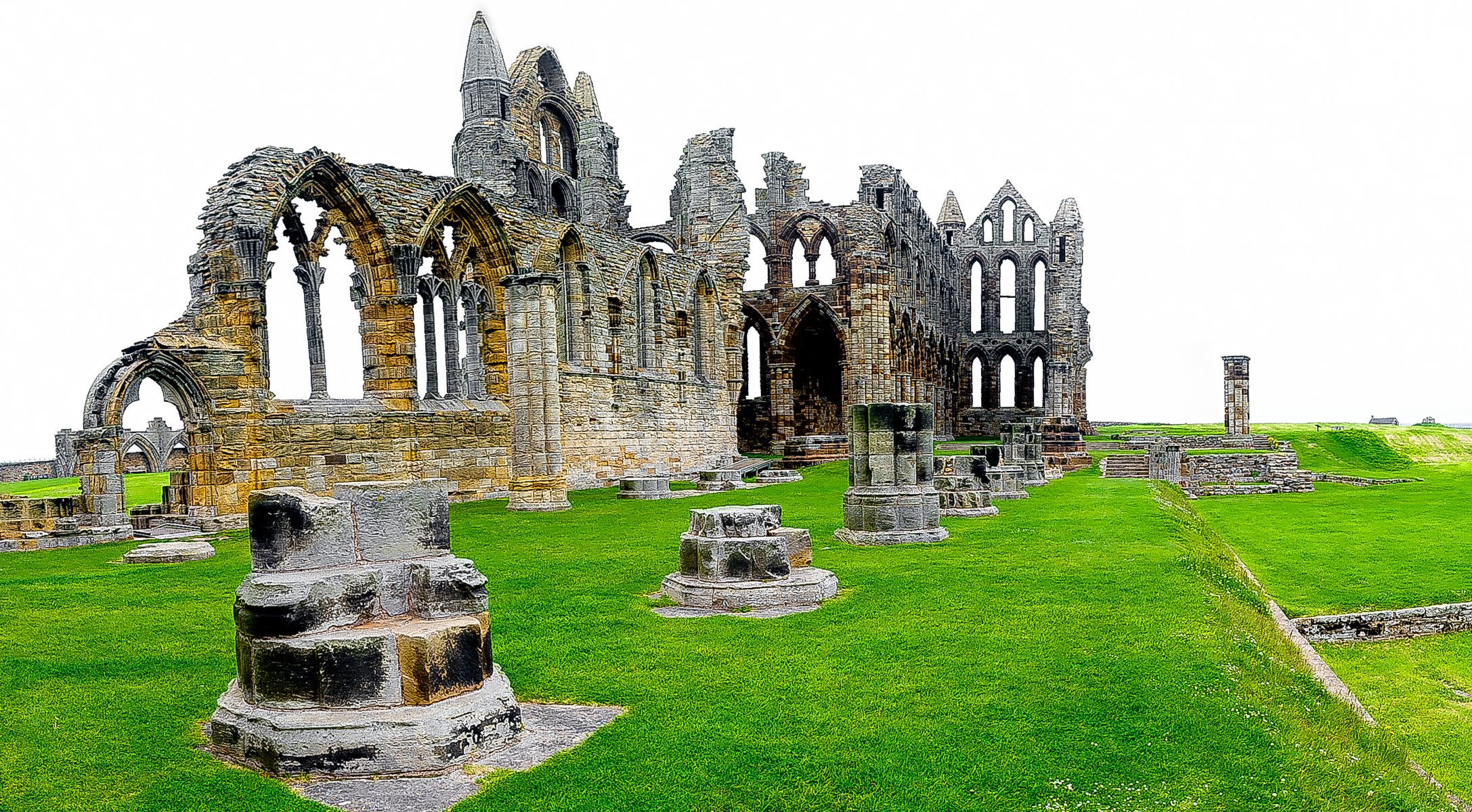 abbazia di whitby north yorkshire inghilterra abbazia di whitby rovine rovine erba