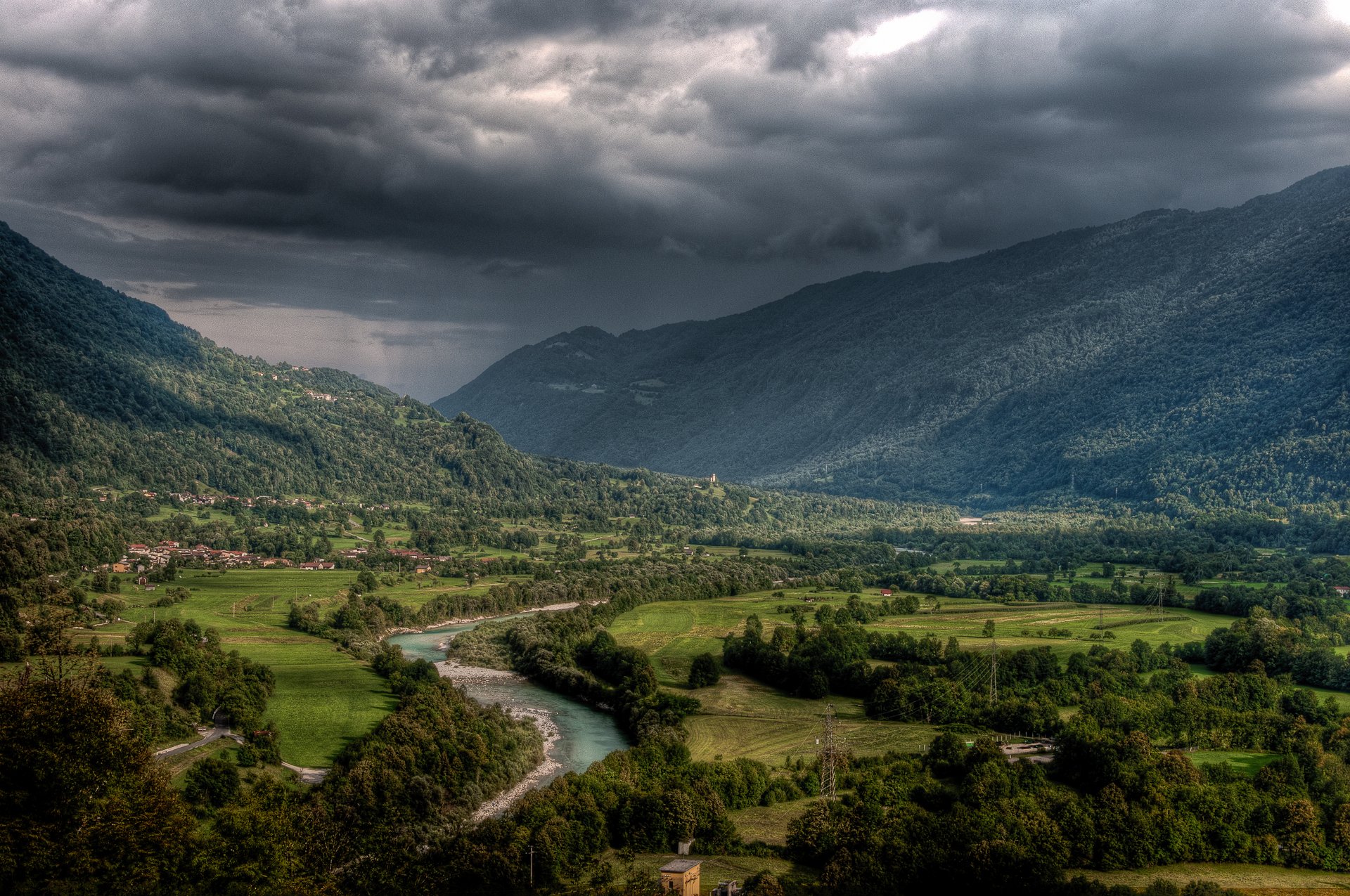 slowenien kobarid fluss soca berge sommer himmel wolken hdr aljaž vidmar photography