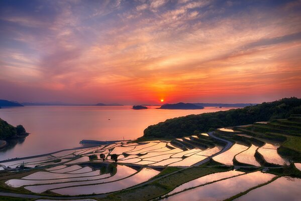 Beautiful evening sunset in Japan