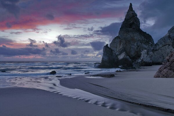 Sad seascape at dusk