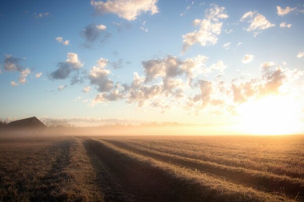 Morgenlandschaft unter strahlender Sonne