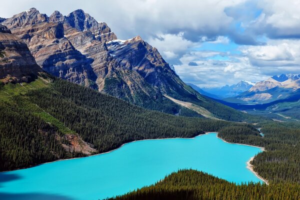 A sky blue lake in the mountains