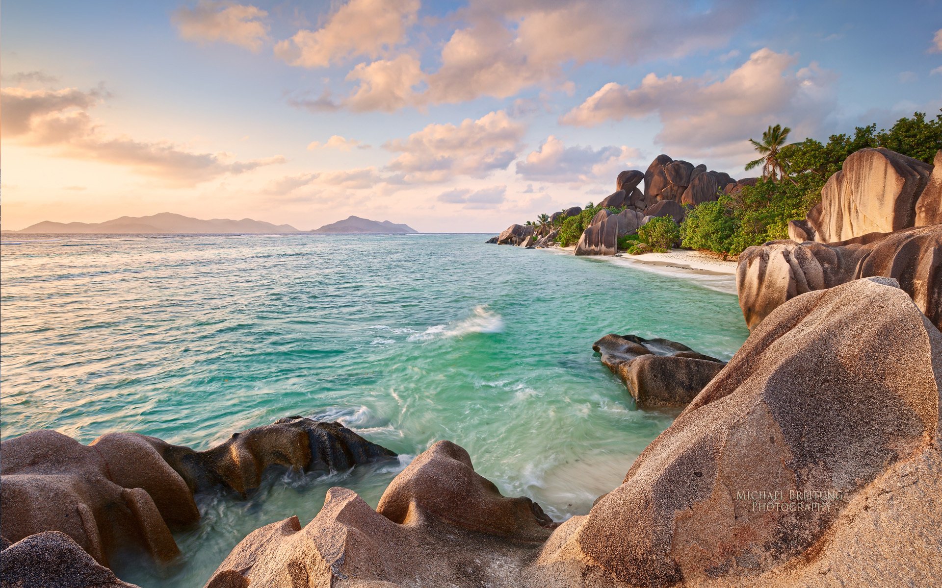 michael breite seychellen insel la digue meer strand