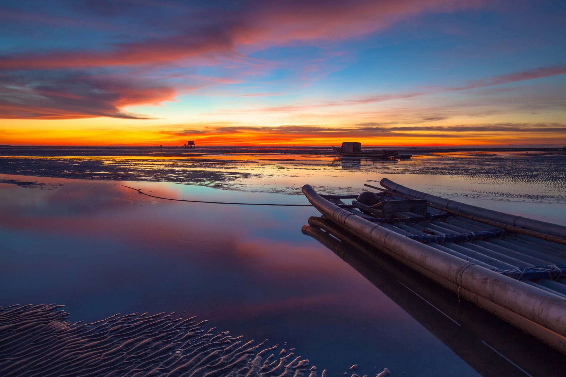 china prc taiwan strait shore sand boat evening sunset sky cloud