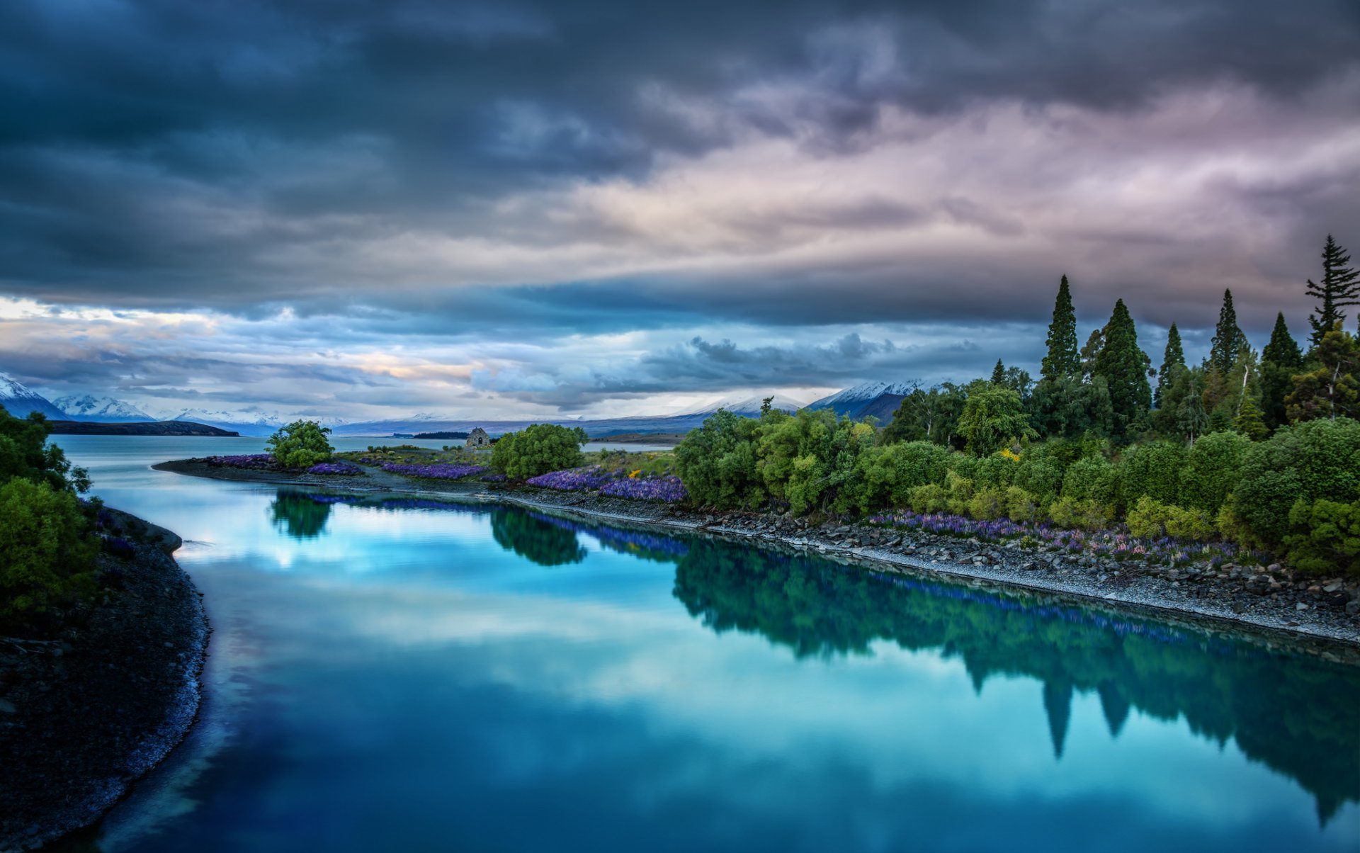 tekapo neuseeland natur see himmel wolken landschaft