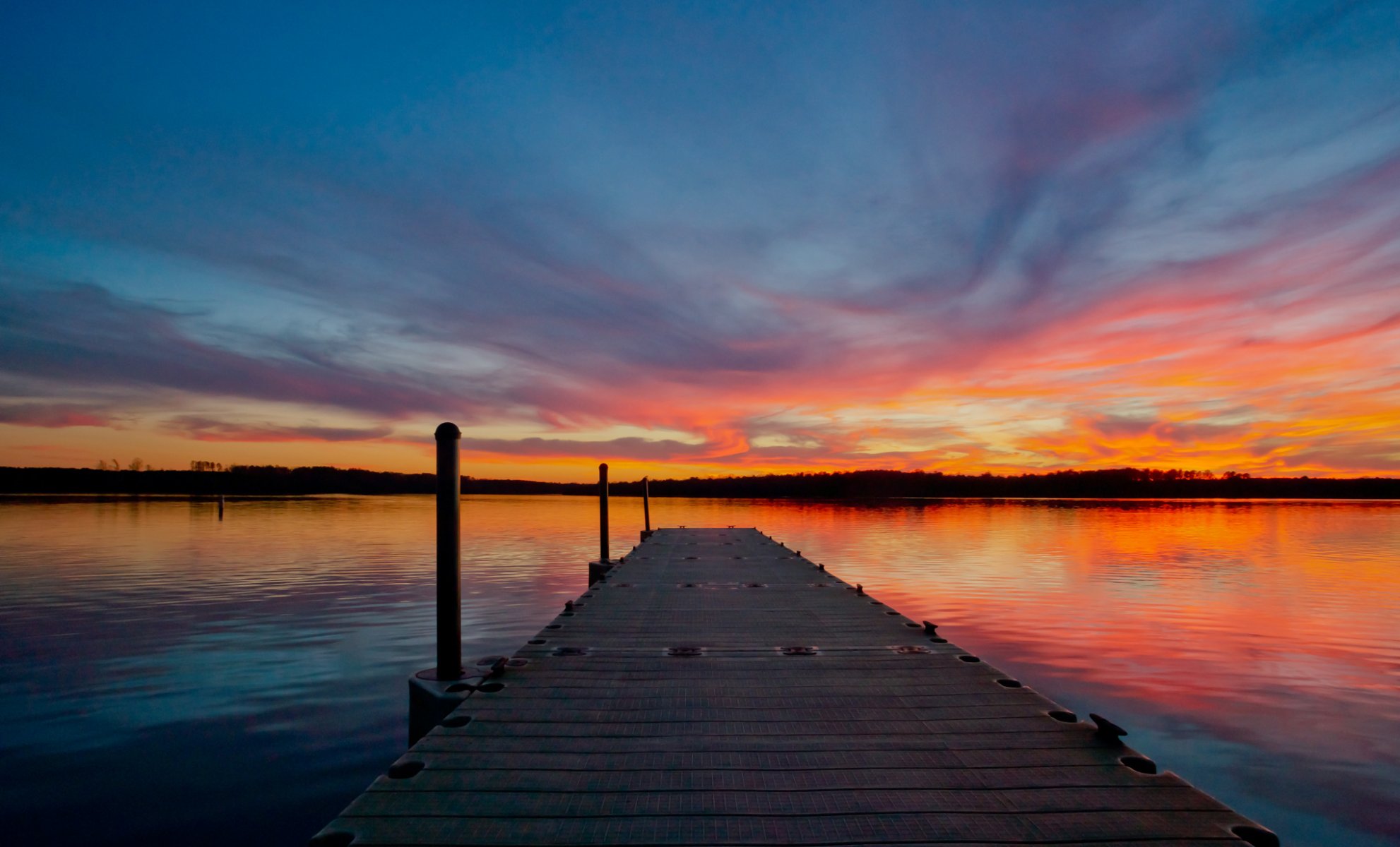 stati uniti lago legno ponte sera tramonto cielo nuvole