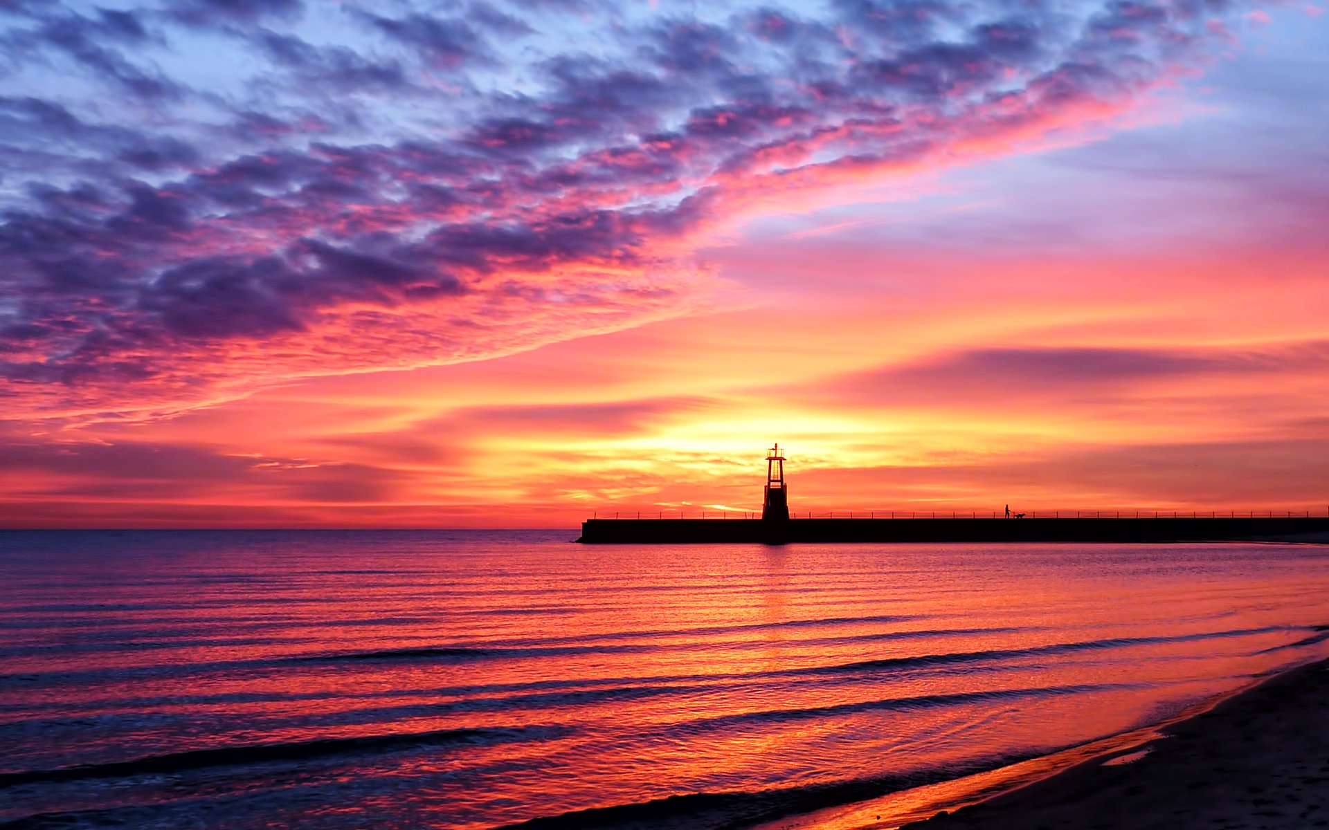 landschaft meer sonnenuntergang schönheit ufer strand wasser himmel leuchtturm sand reflexion glanz