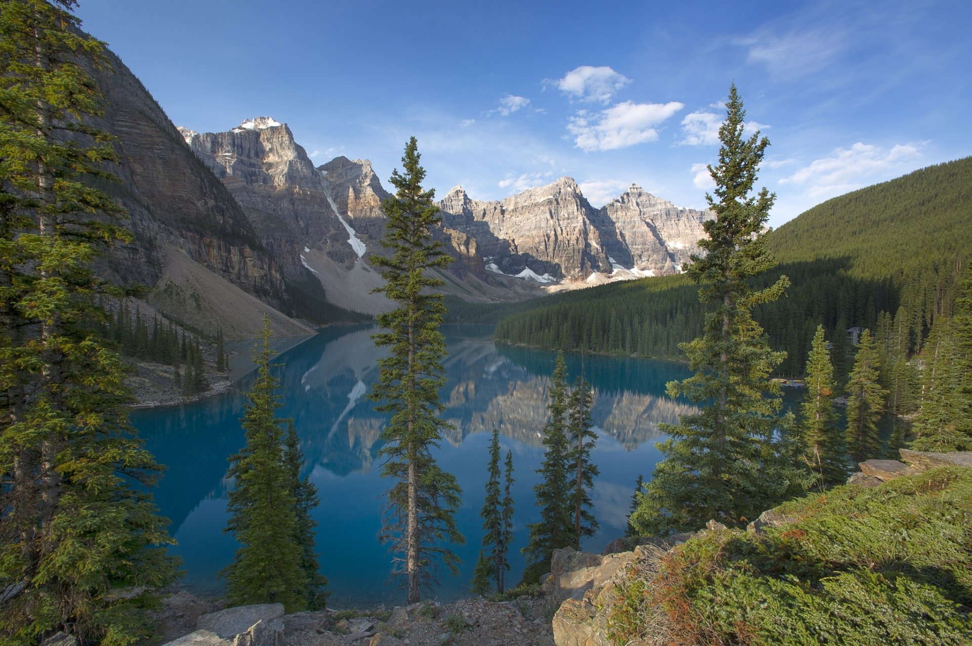 moraine valle dei dieci picchi parco nazionale di banff canada lago moraine banff montagne foresta alberi