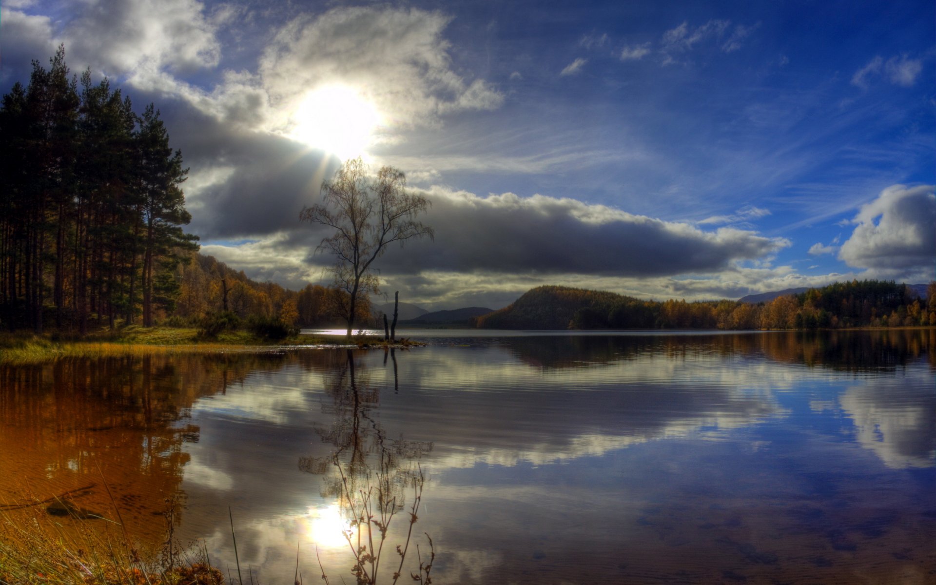 lake sky light landscape