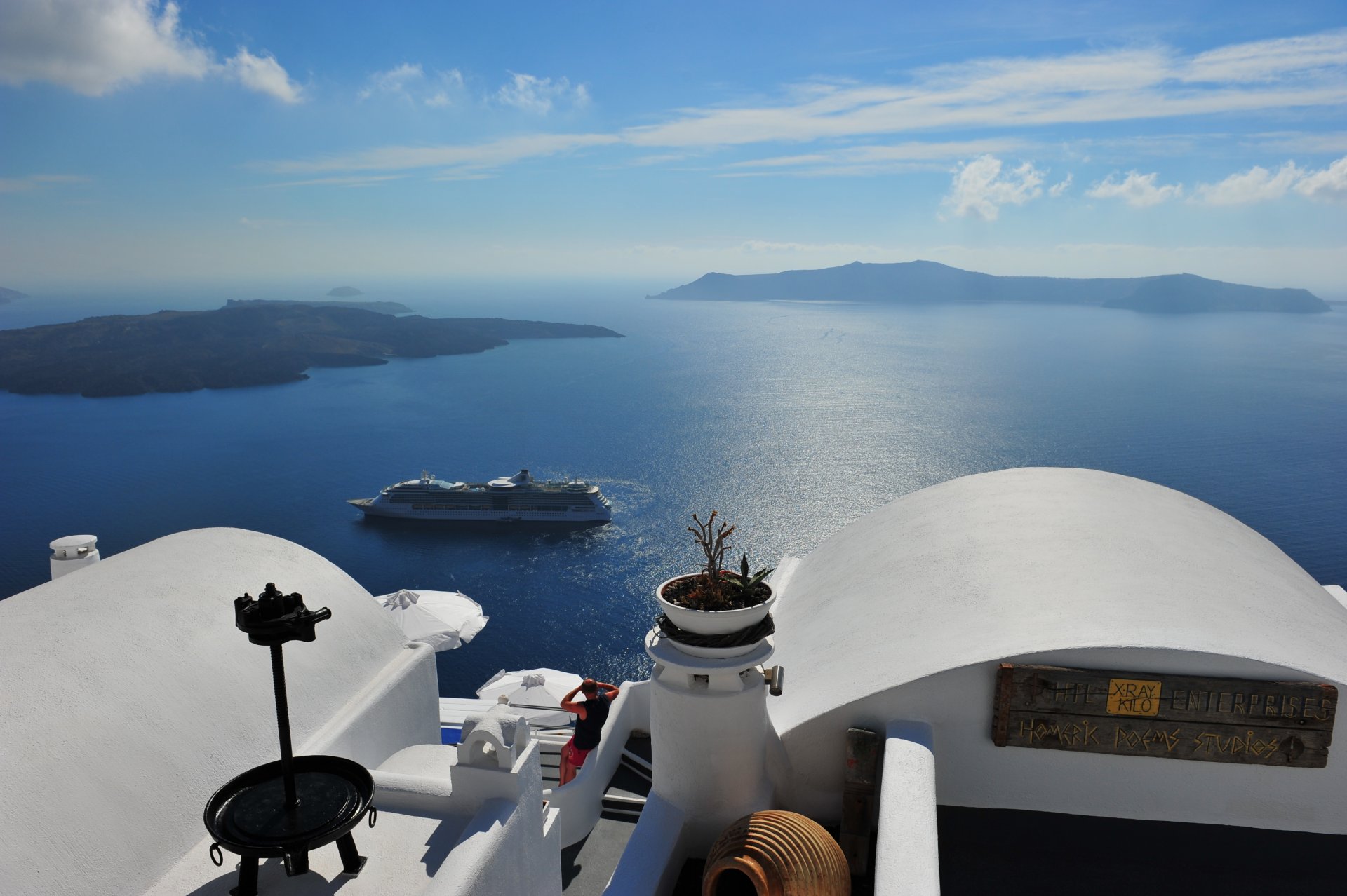 landschaft aussicht meer liner santorini griechenland