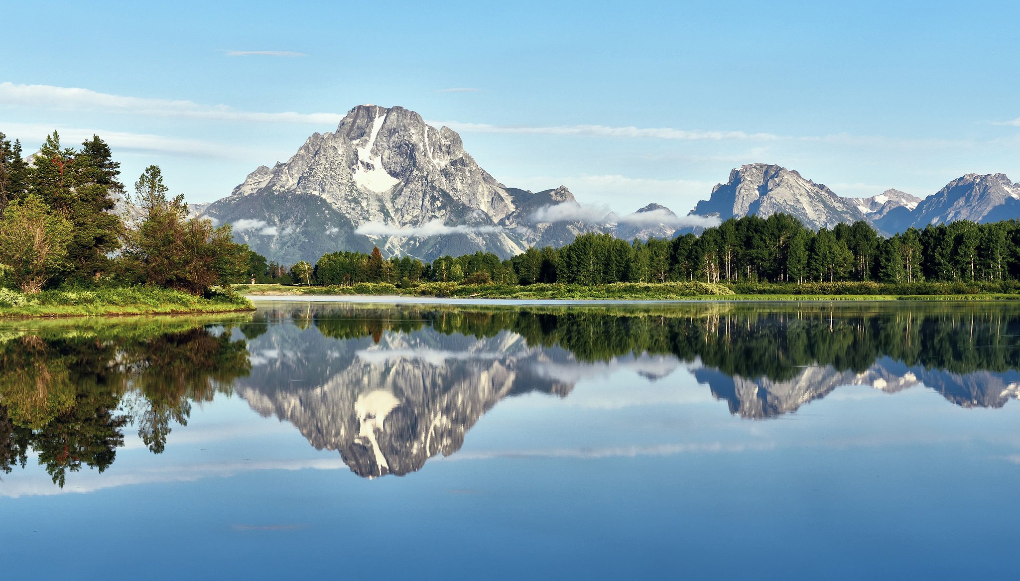 parc national du grand teton lac montagnes réflexion paysage forêt arbres