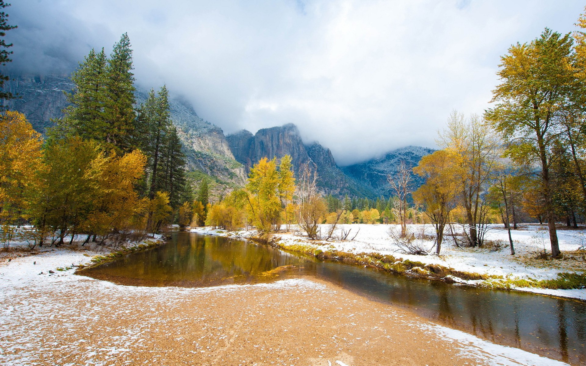 river mountain autumn nature landscape