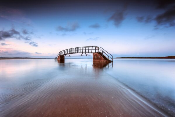 Beautiful seashore with a bridge