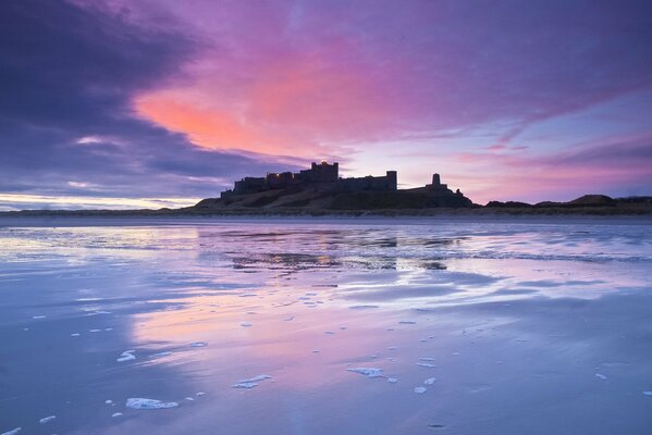 Evening seashore of England