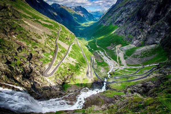 Gornach river in the mountain gorge serpentine roads