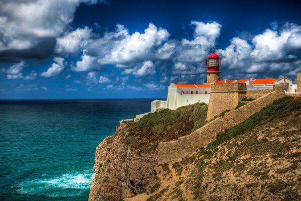 Lighthouse on the seashore in Portugal