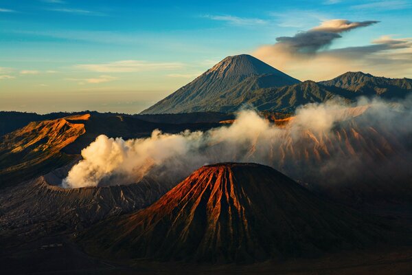 A cap of clouds over the Bromo volcano