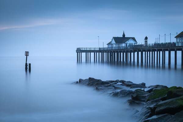 Pier in England with a calm sea