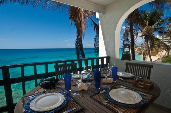 View from the terrace to the sea and the horizon