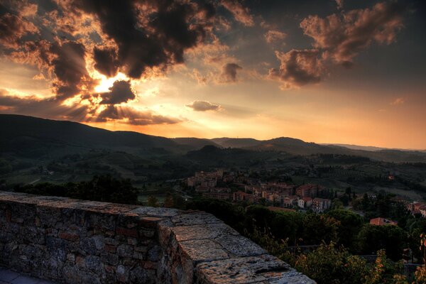 Beautiful sunset over Tuscany