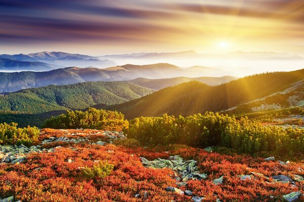 Sunrise on the stone hills