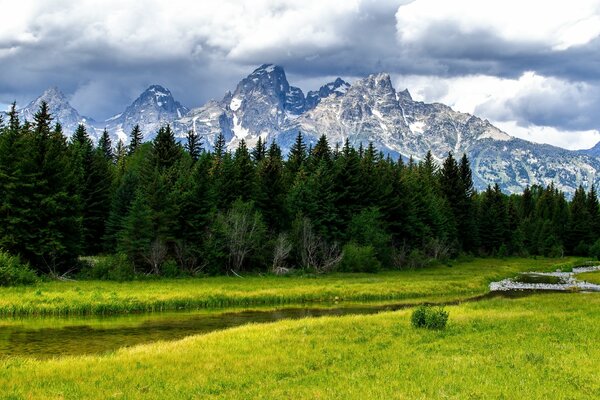 Scenic mountains of Grand Teton National Park