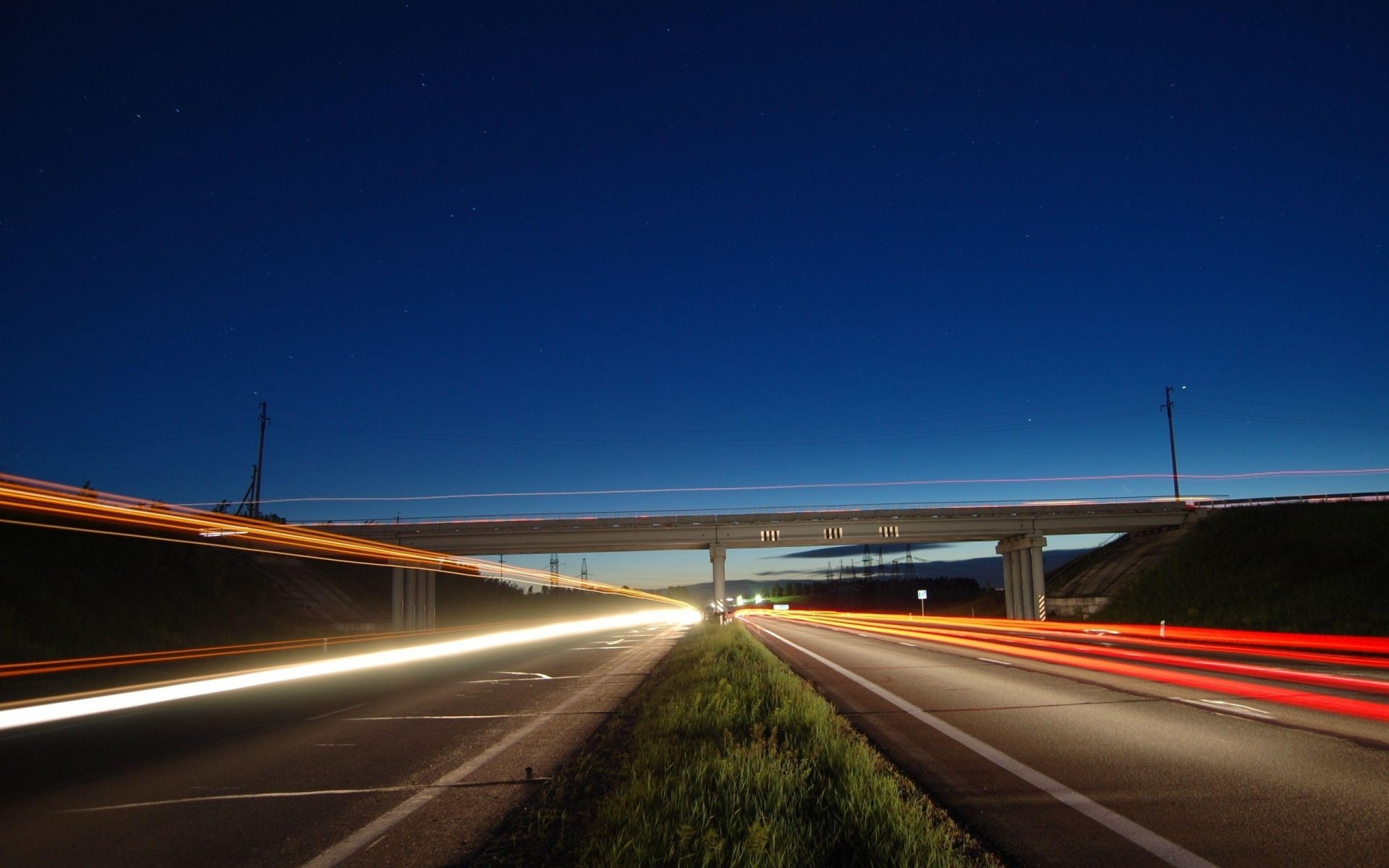 autostrada światła wieczór niebo most pięknie