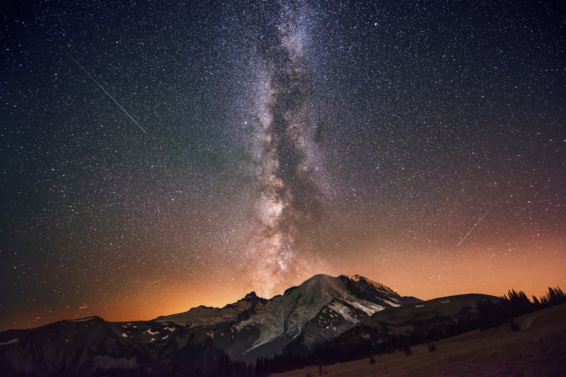 montagnes ciel nuit étoiles voie lactée