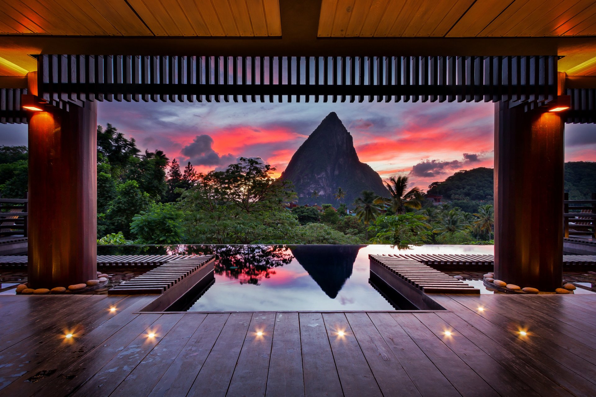 tropici estate sera caraibi montagna cielo vernice hotel di cioccolato