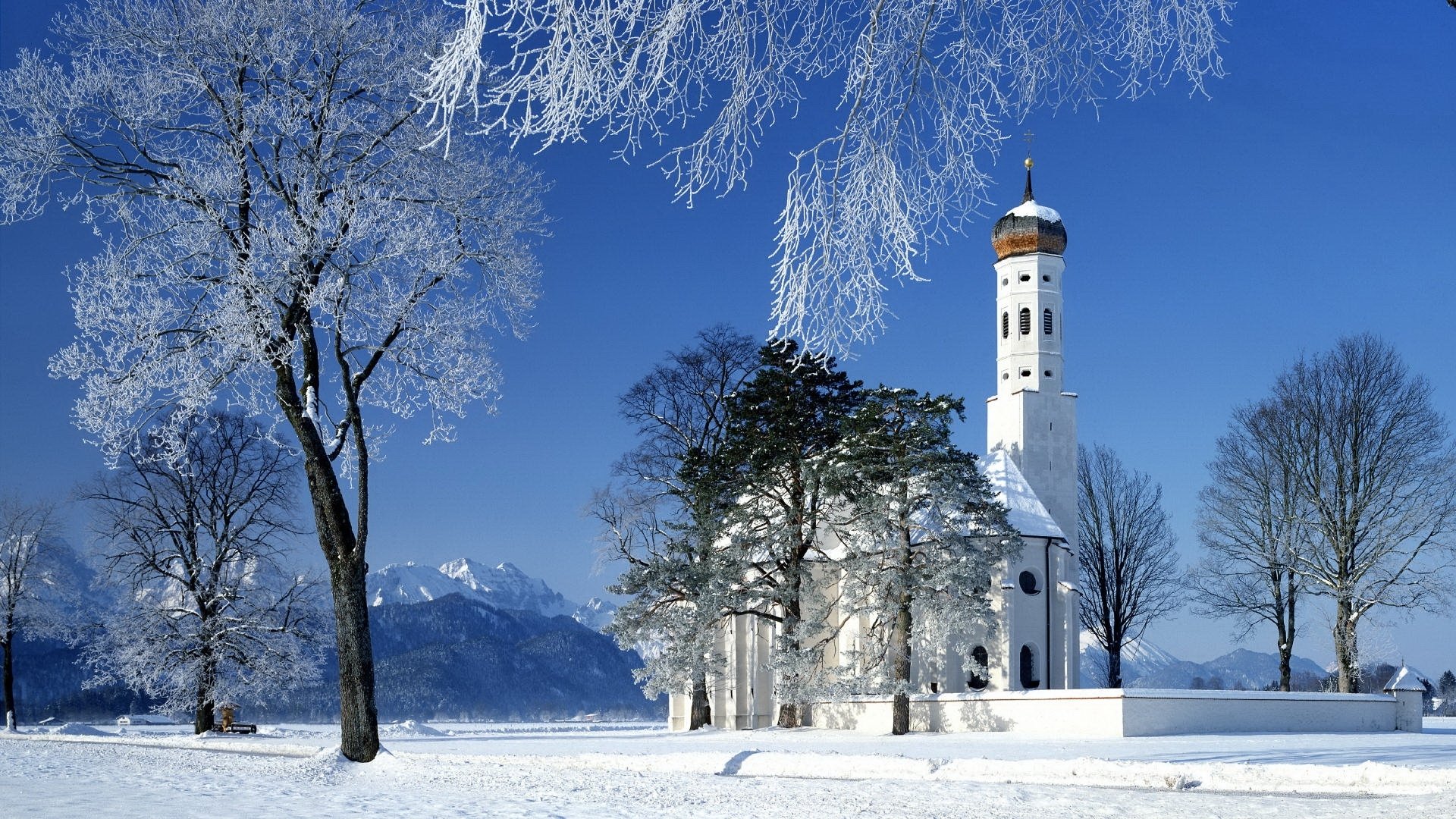 paesaggio chiesa inverno montagna neve