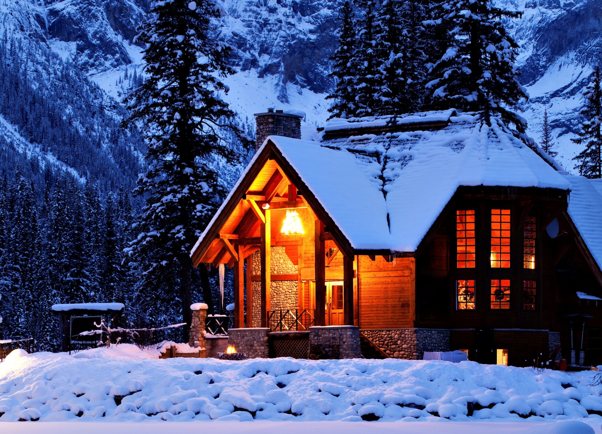 casa casa neve luce notte natura montagne inverno alberi