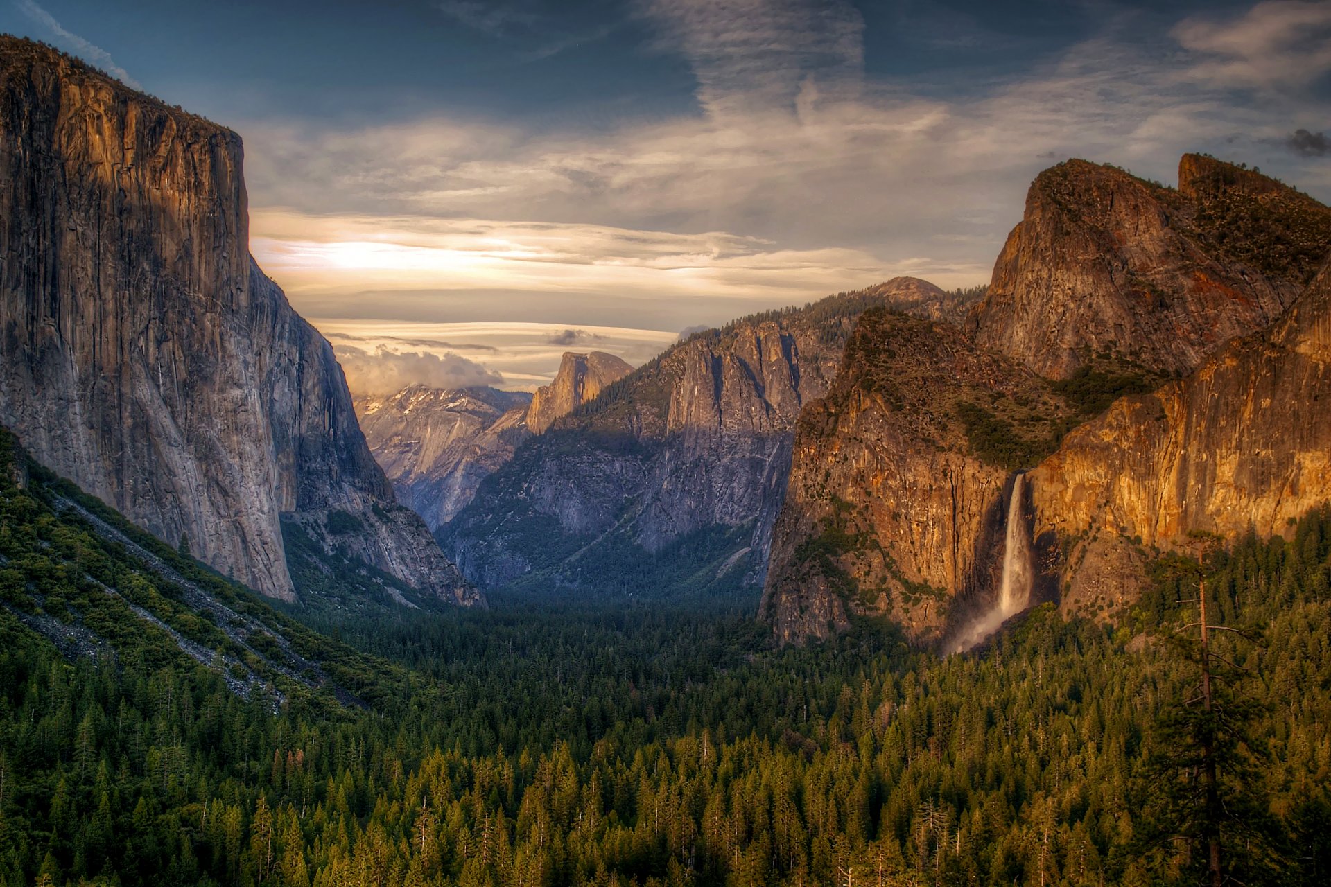 yosemite ationalpark berge himmel wald wasserfall hdr