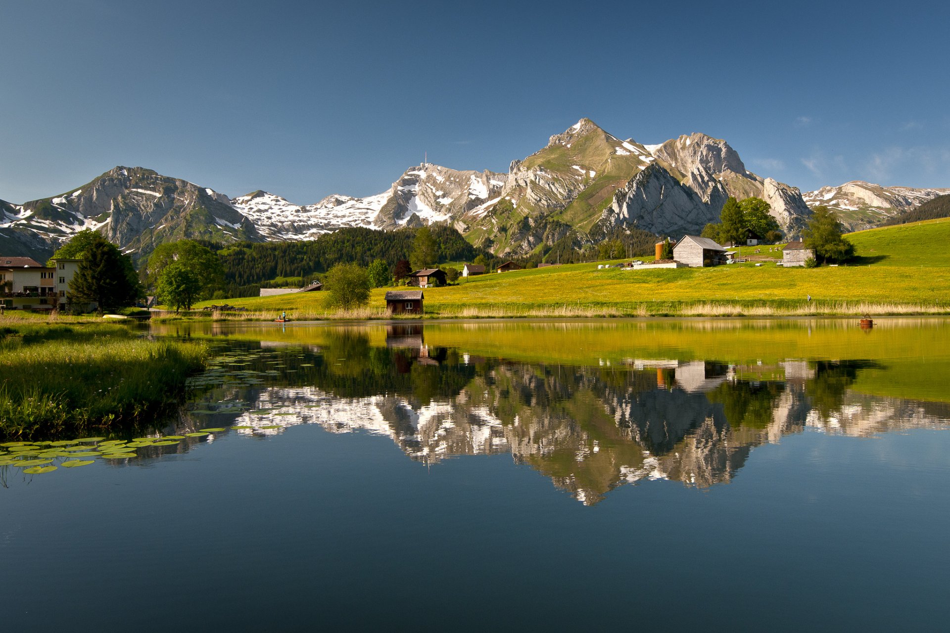 witzerland mountain lake reflection nature