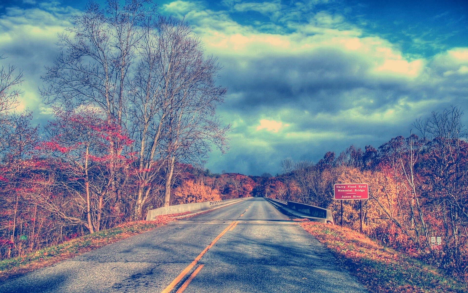 landscape landscapes nature trees tree lithuania leaves branches road highway sky clouds background wallpaper