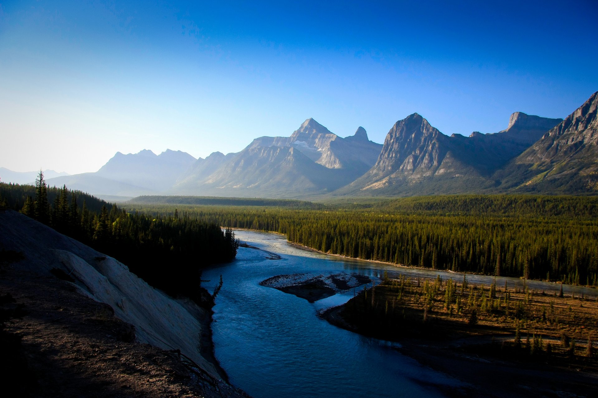 pisten berge wald fluss himmel sonne landschaft natur