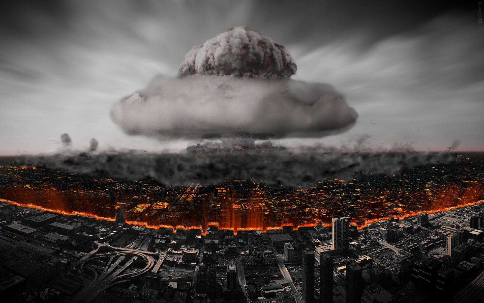 nuclear explosion atomic bomb town destruction