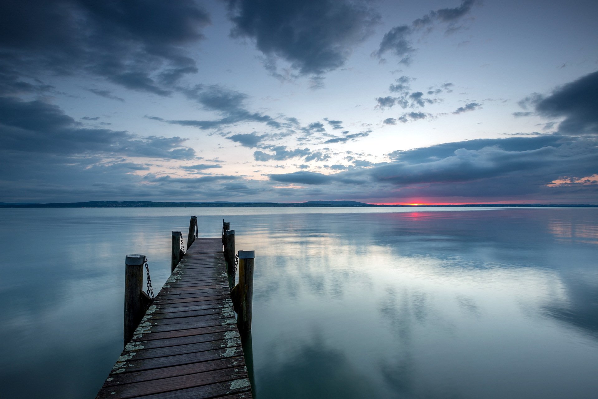 nuit pont lac paysage